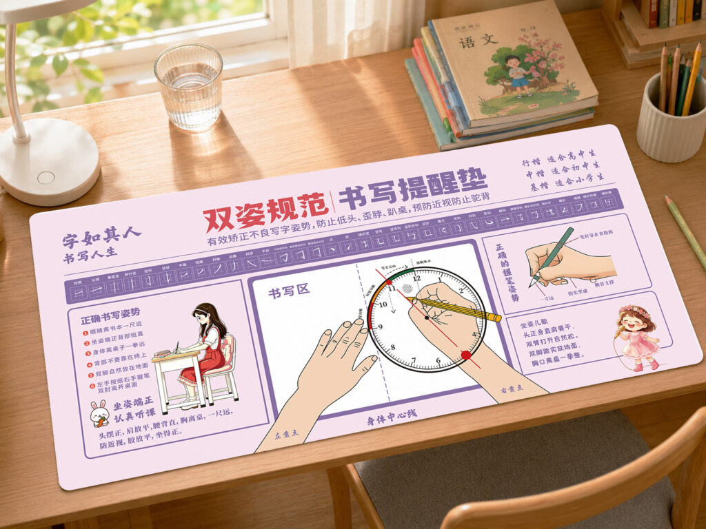 儿童正姿书写垫视觉设计 紫色006