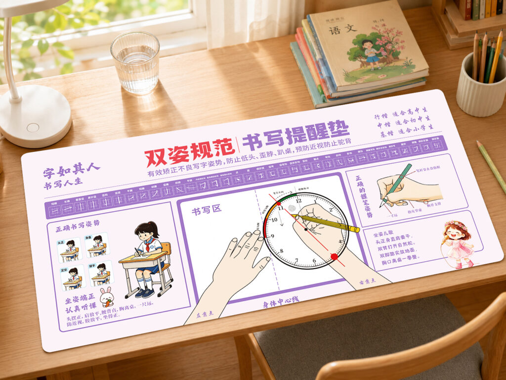 儿童正姿书写垫视觉设计 蓝色鼠标垫006