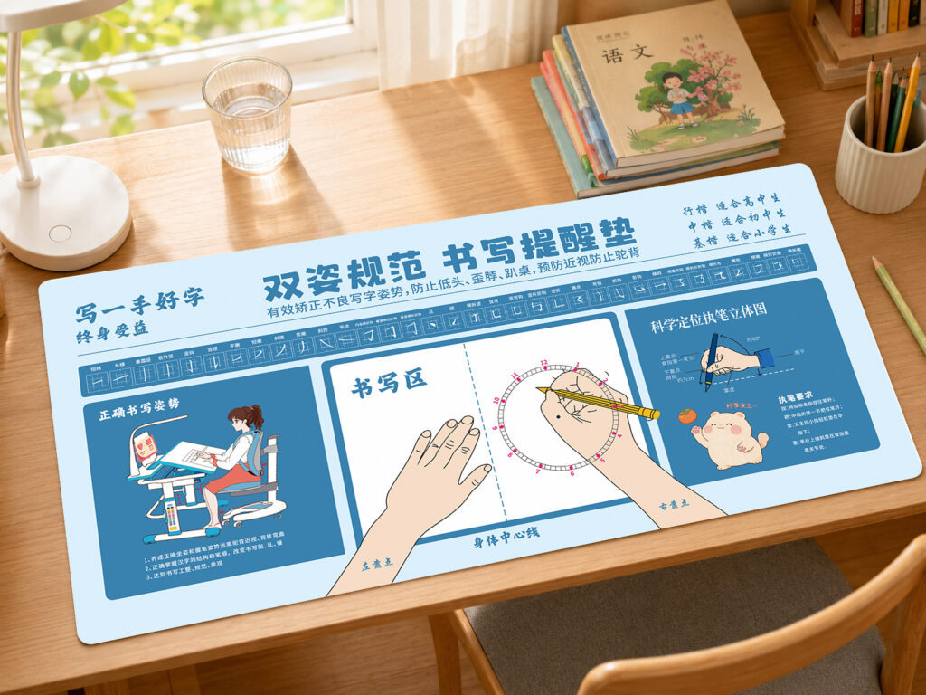 儿童正姿书写垫视觉设计 鼠标垫效果图制作