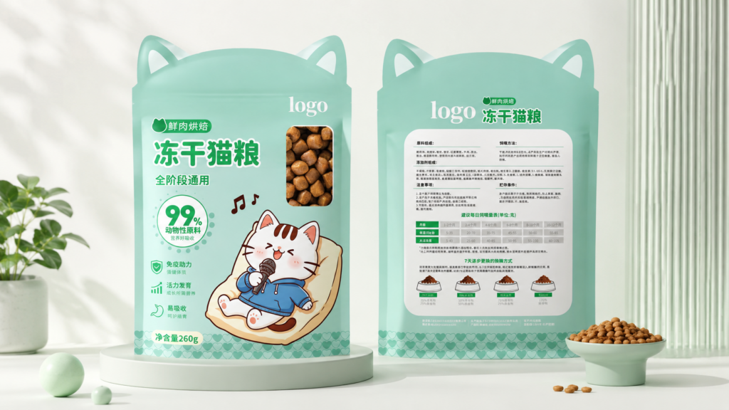 三色 IP 系列冻干猫粮包装设计说明 1