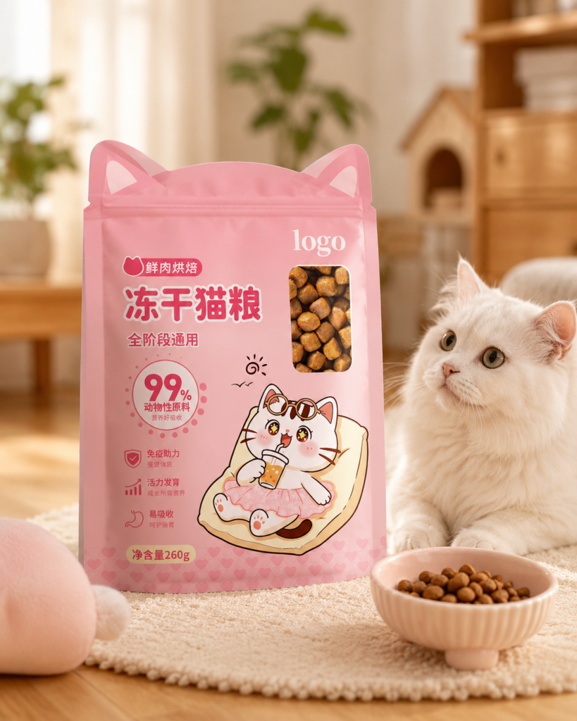 三色 IP 系列冻干猫粮包装设计说明 1