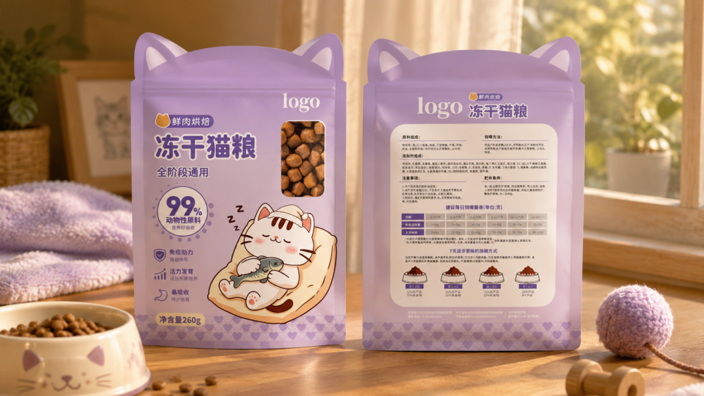三色 IP 系列冻干猫粮包装设计说明 2