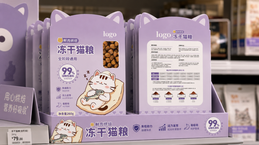 三色 IP 系列冻干猫粮包装设计说明 3