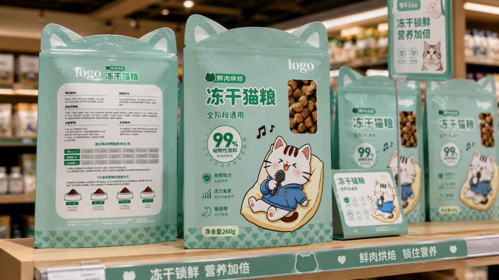 三色 IP 系列冻干猫粮包装设计说明 3