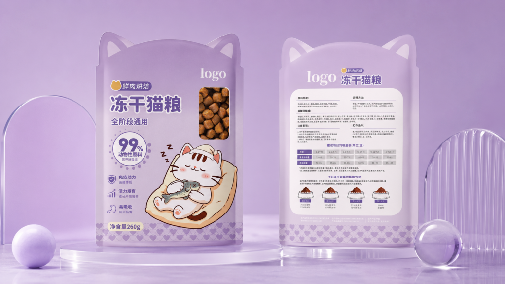 三色 IP 系列冻干猫粮包装设计说明 4