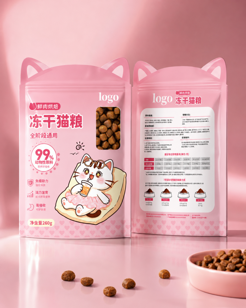 三色 IP 系列冻干猫粮包装设计说明 4