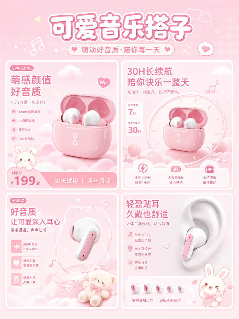 蓝牙耳机电商主图视觉设计 主图海报4