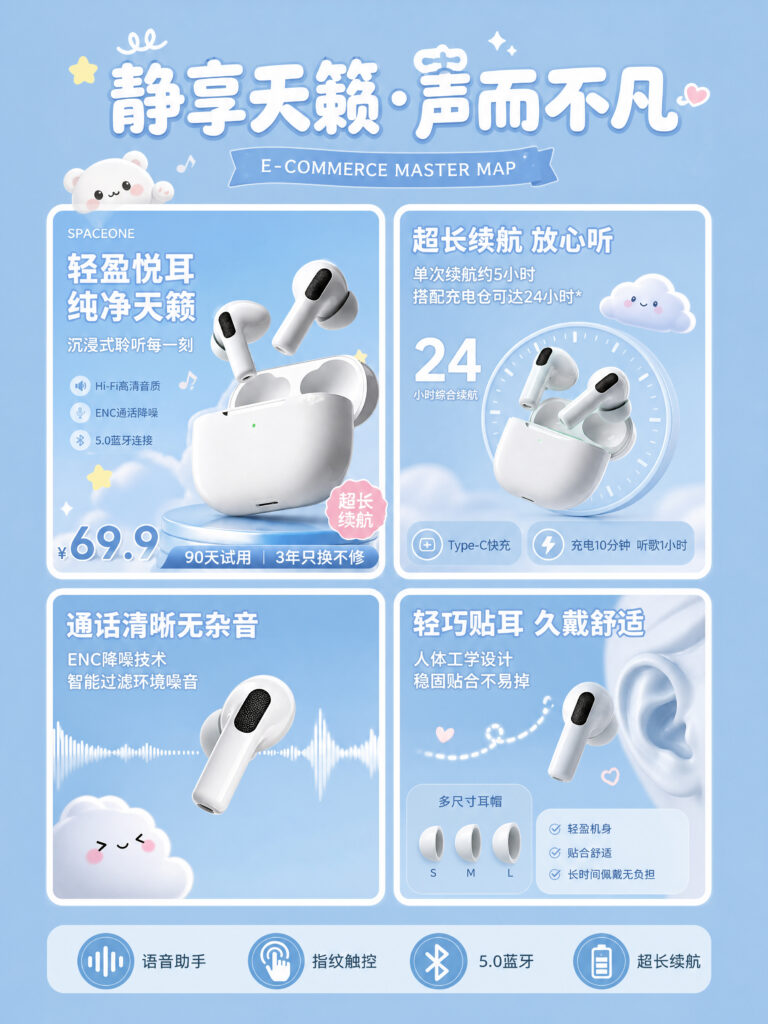 蓝牙耳机电商主图视觉设计 主图海报5